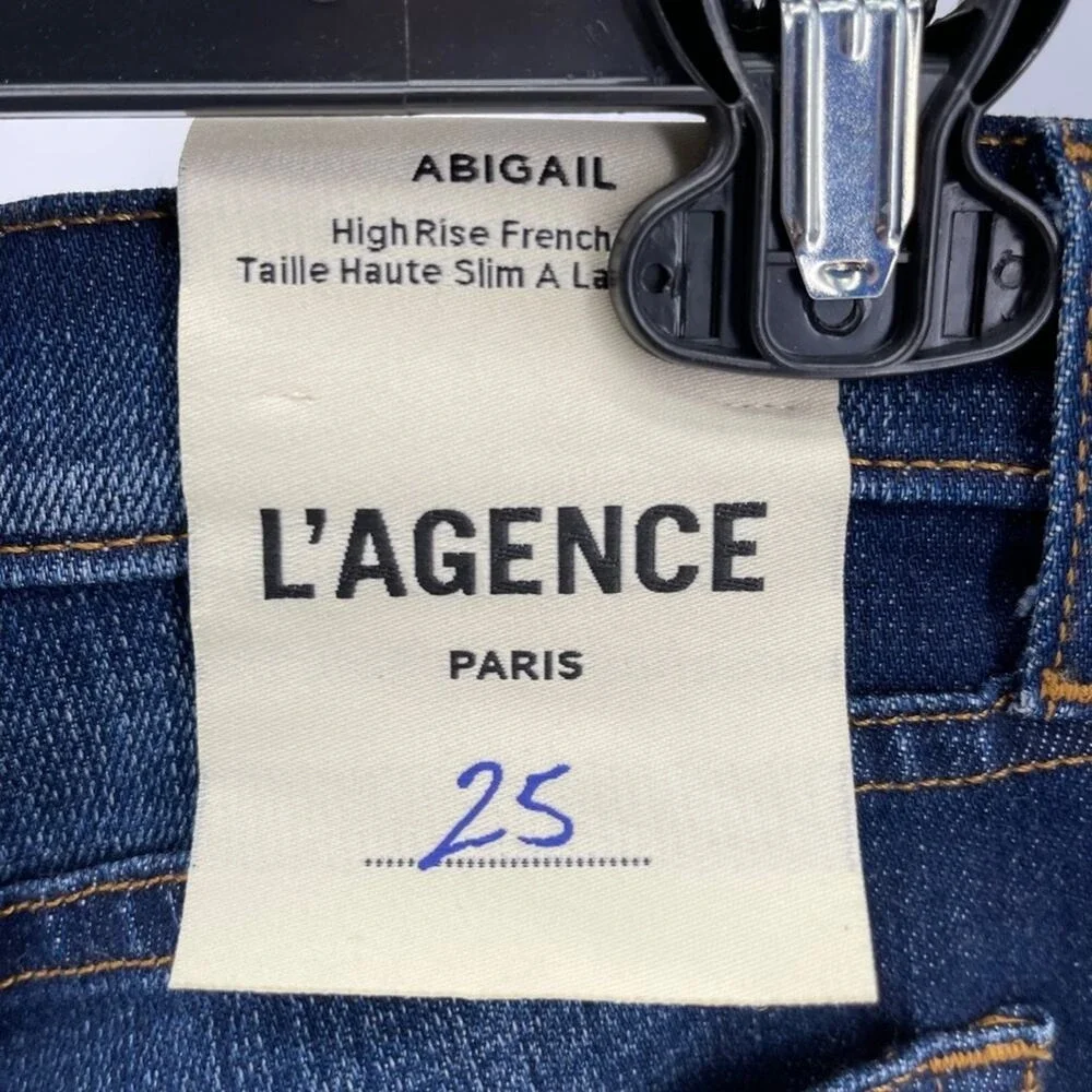 L'AGENCE Abigail French Slim Ripped Skinny Jeans In Dark Diamond Destruct 25 NEW